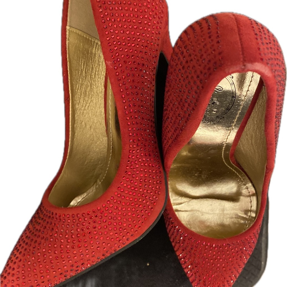 Italina Red Rhinestone Stiletto Heels - Picture 7 of 7